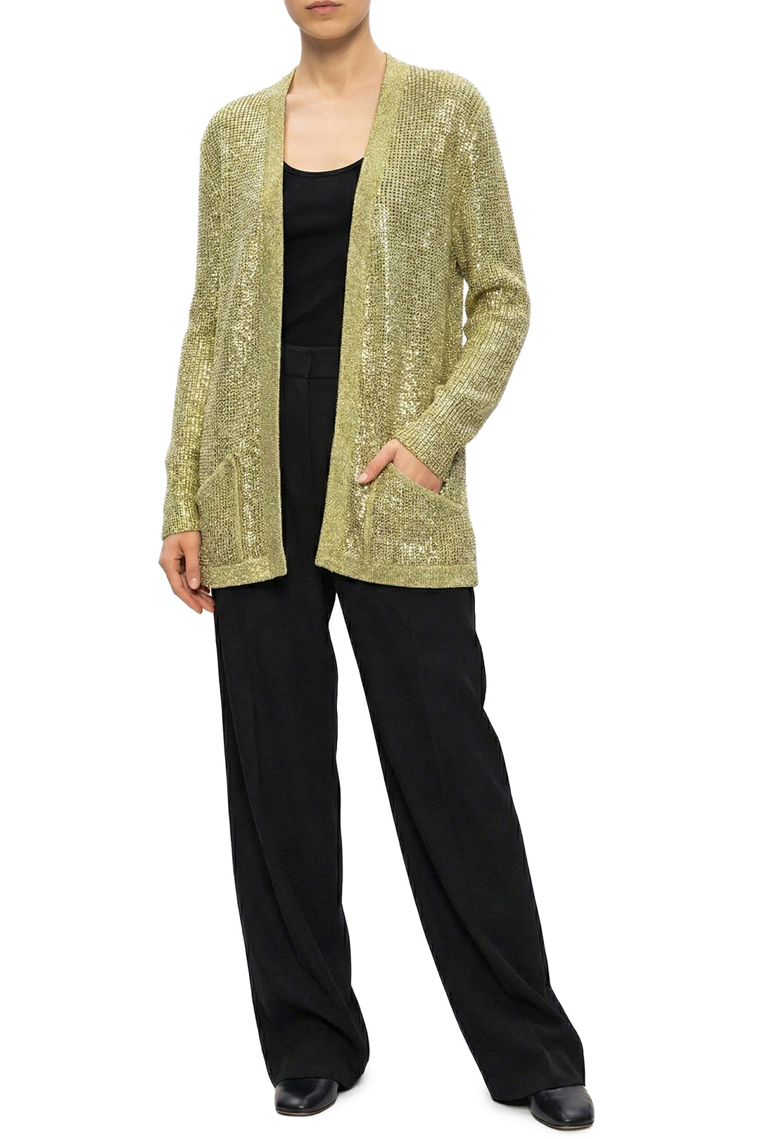 Gucci Size L Yellow & Green Crystal Cardigan