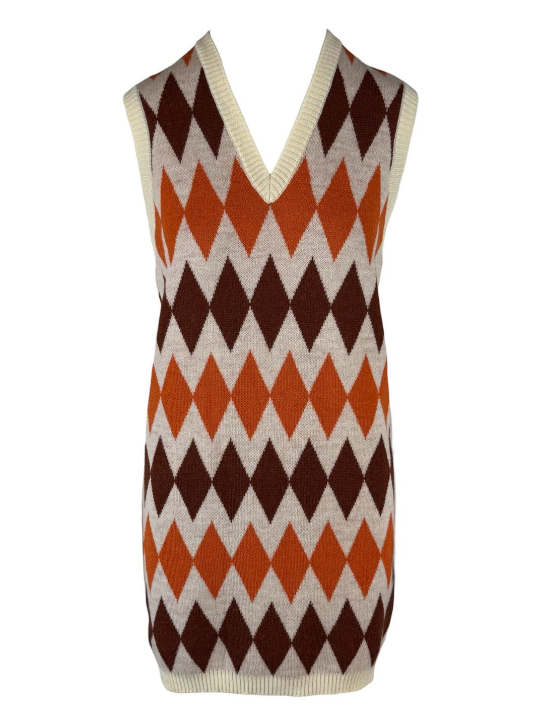 Gucci Size S Argyle Print Wool Sweater Vest Dress