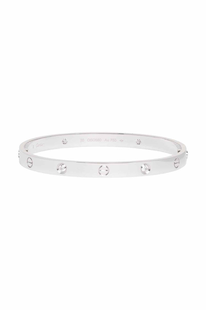 Cartier 18K White Gold 4 Diamond Classic Model Love Bracelet