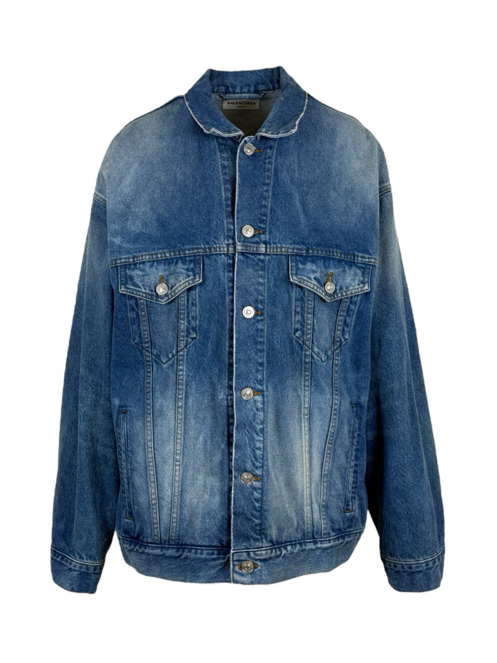 Balenciaga Size M 2021 Spray Paint Logo Denim Jacket