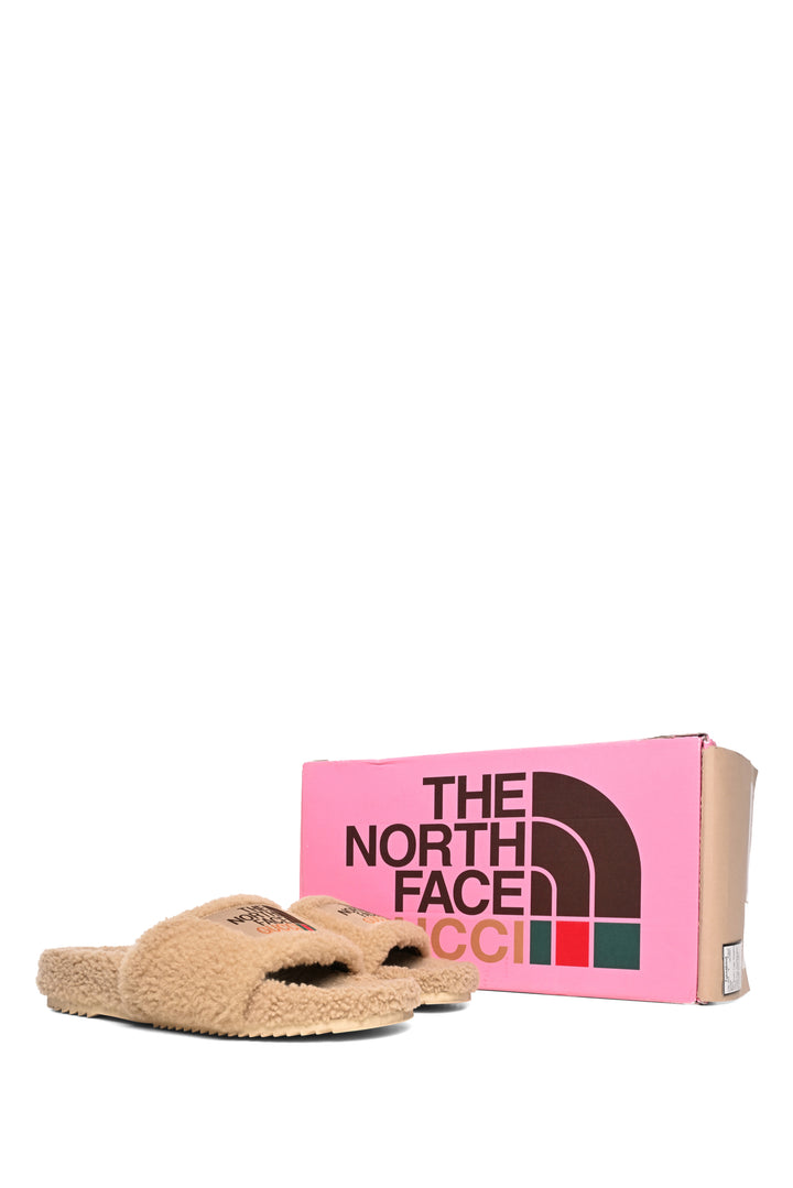 Gucci x North Face Size 38 Shearling Slides