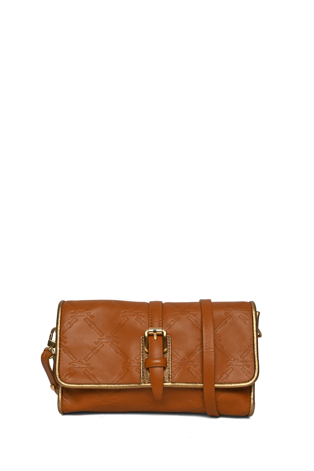 Longchamp Embossed Leather Flap Crossbody