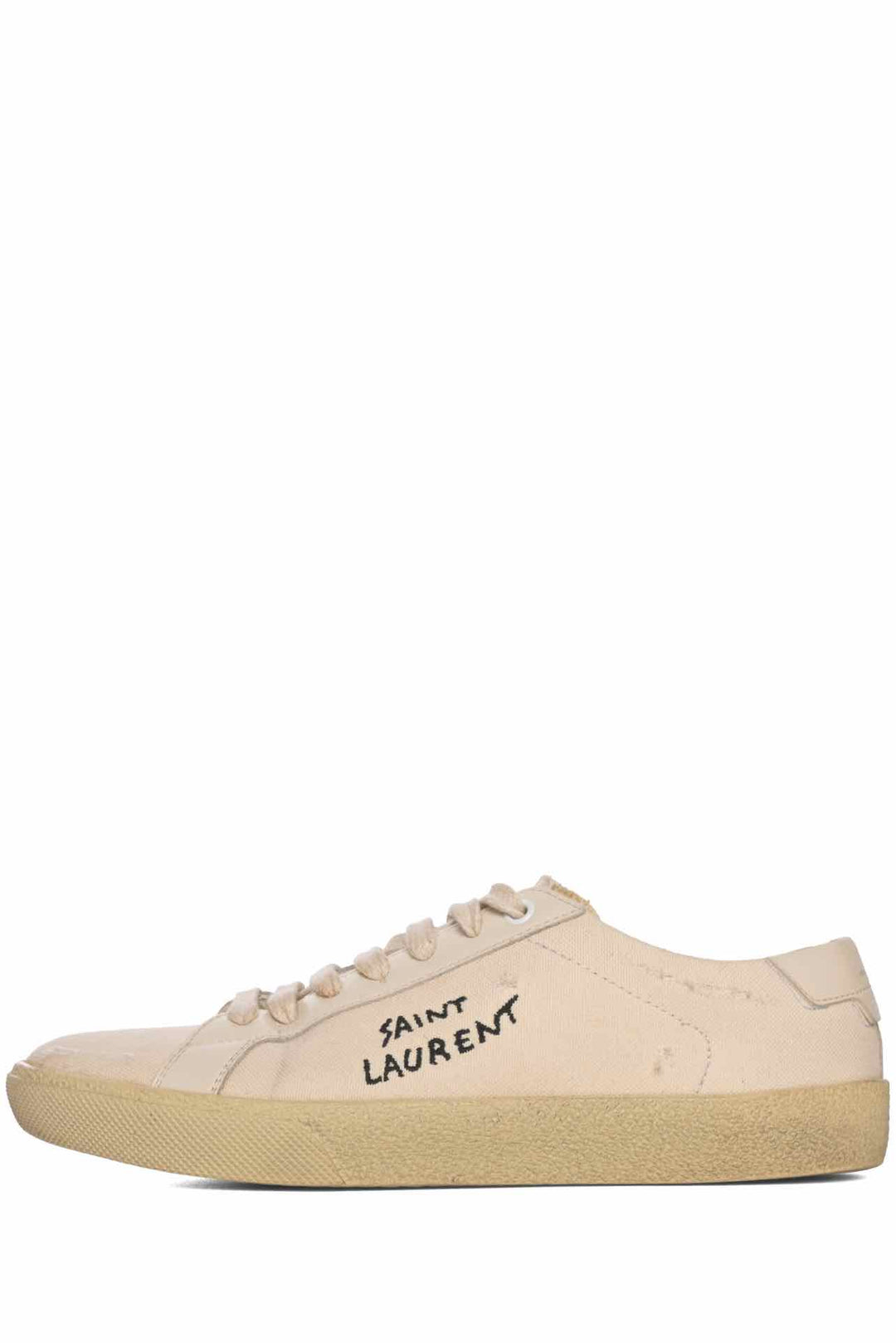 Saint Laurent Size 38 Court Classic Logo-Embroidered Distressed Canvas Sneaker