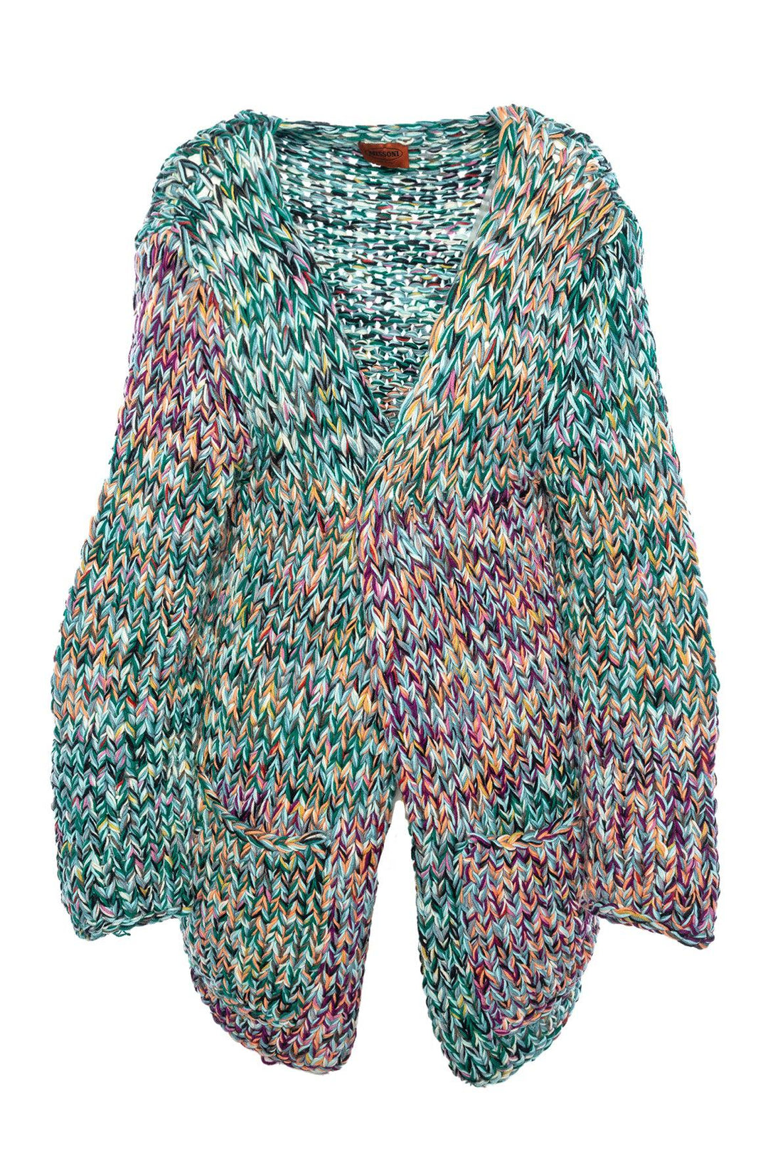 Missoni Size 44 Chunky Knit Cashmere Open Front Cardigan