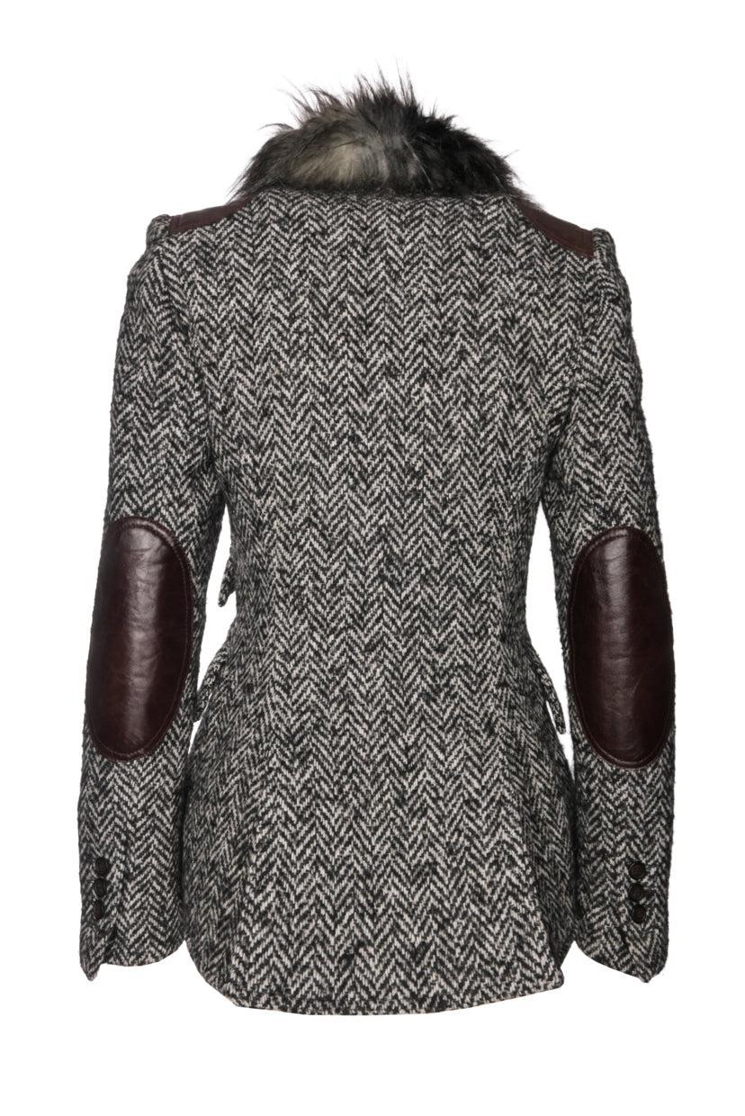 Smythe Size 6 Faux Fur Trimmed Blazer