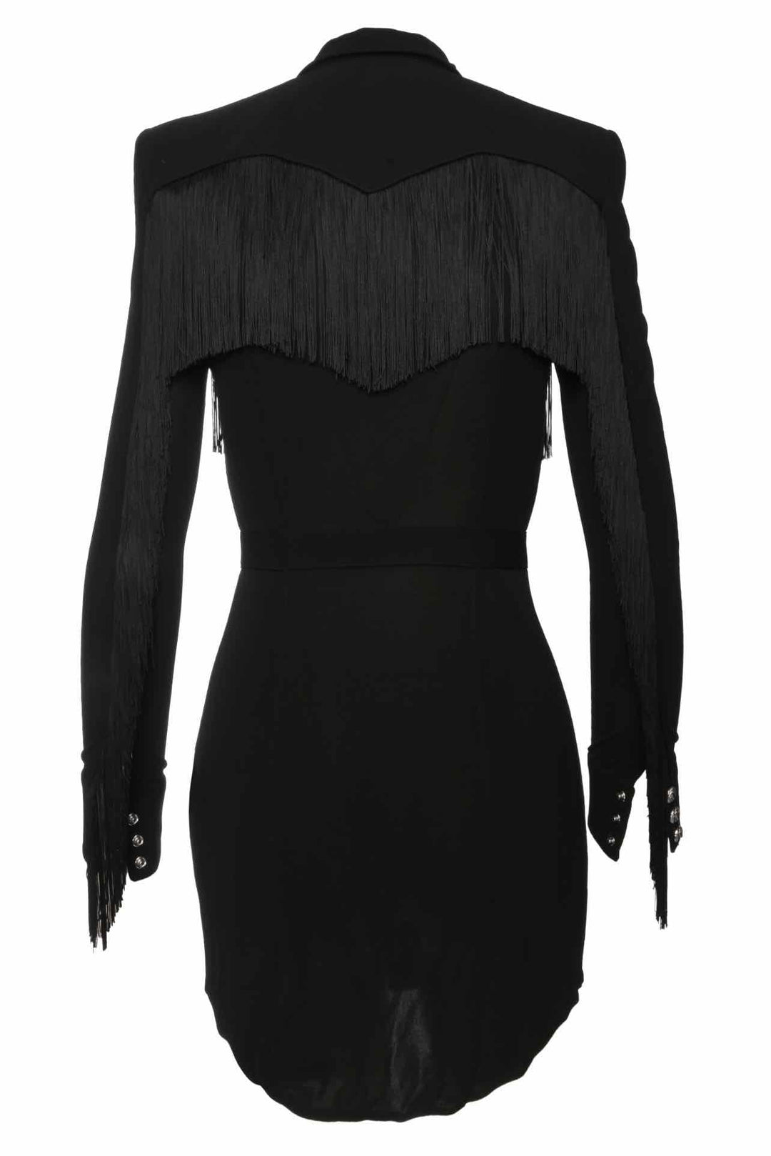 Balmain Size 36 Fringe Trim Button Up Dress