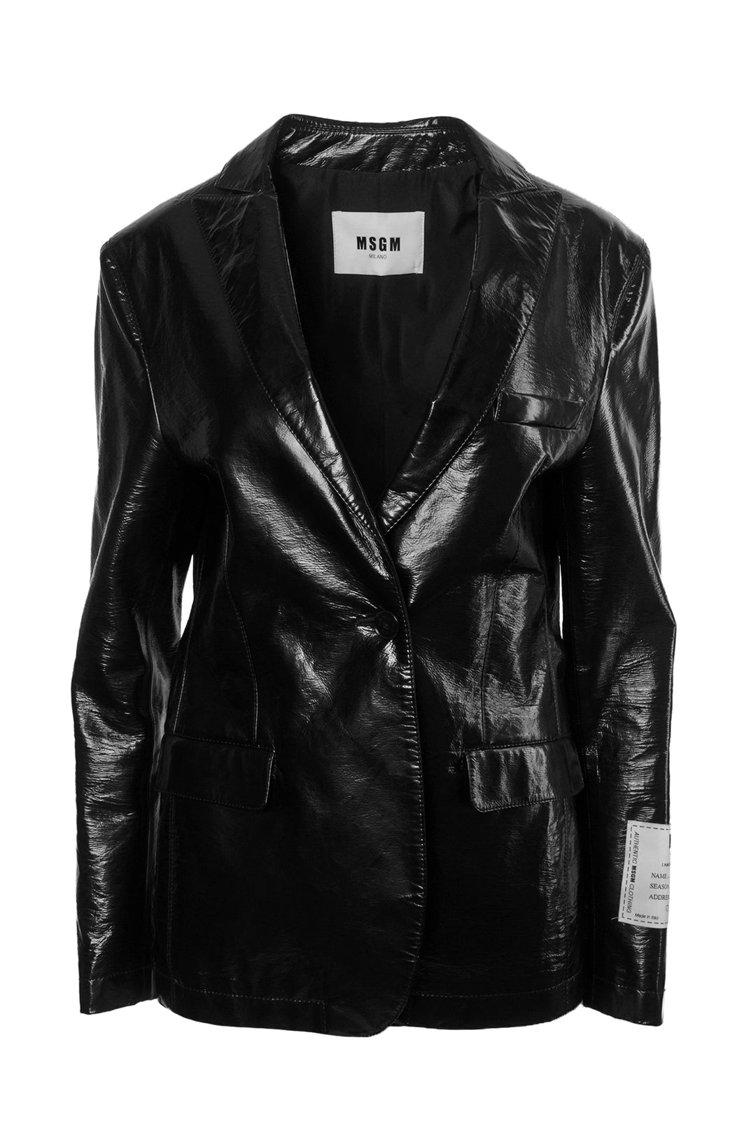 MSGM Size 38 Crinkle Patent Blazer