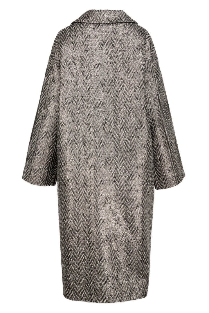 Smythe Size L Pewter Herringbone Duster Coat