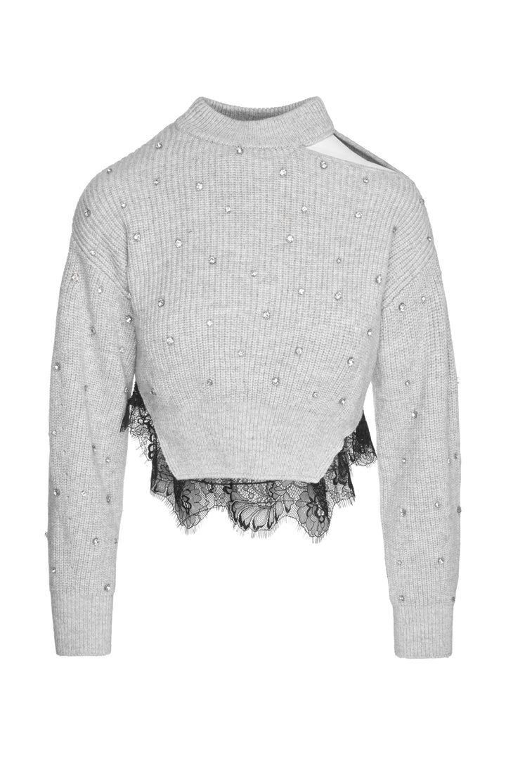 Self Portrait Size S Crystal Embellished Marle Sweater