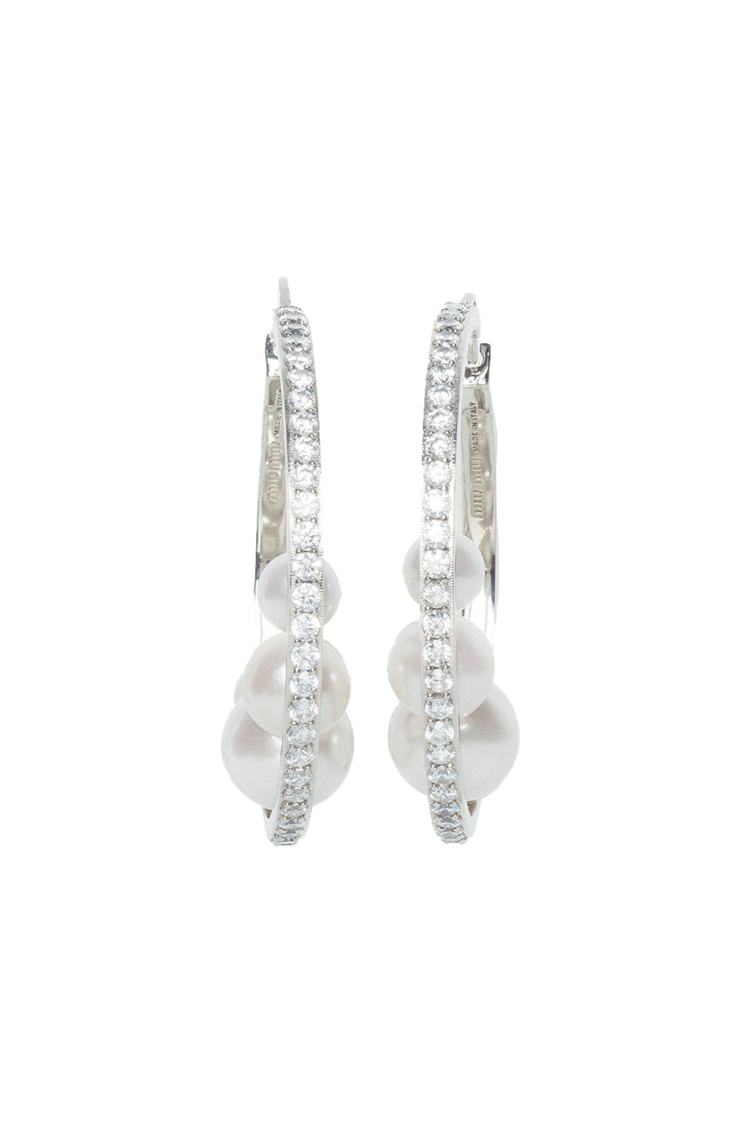 Miu Miu Faux Pearl & Crystal Earrings