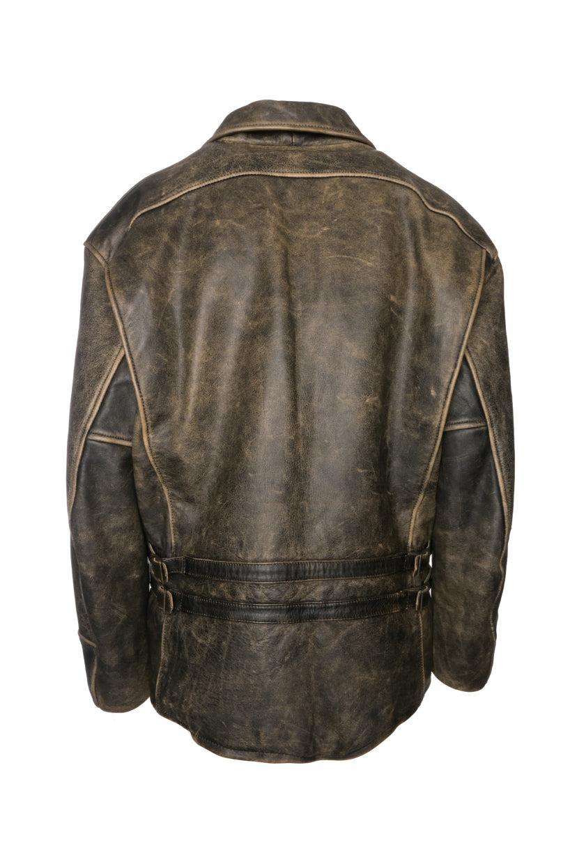 Harley-Davidson Size L Distressed Vintage Patch Leather Jacket