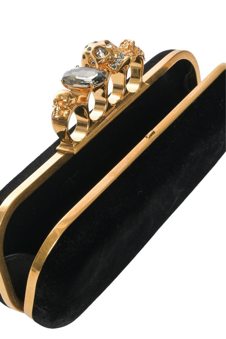 Alexander Mcqueen Velvet Jeweled Knuckle Box Clutch
