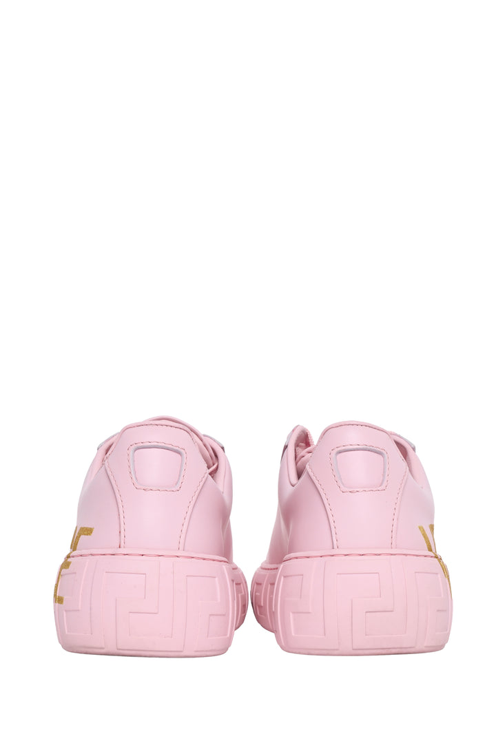 Versace Size 36 La Greca Glitter Logo Leather Sneaker
