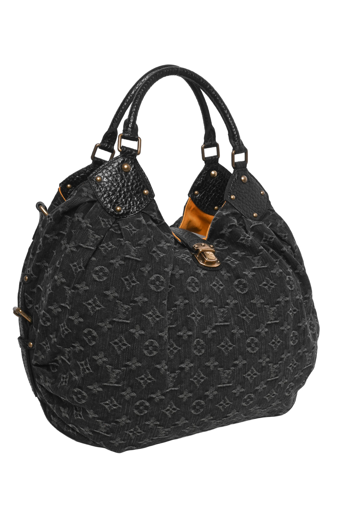 Louis Vuitton Denim Noir Monogram Mahina XL Hobo Shoulder Bag