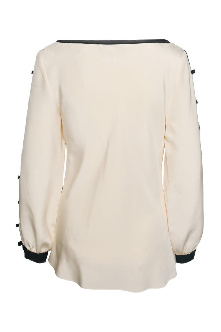 Oscar De La Renta Size 10 Bow Long Sleeve Silk Tops