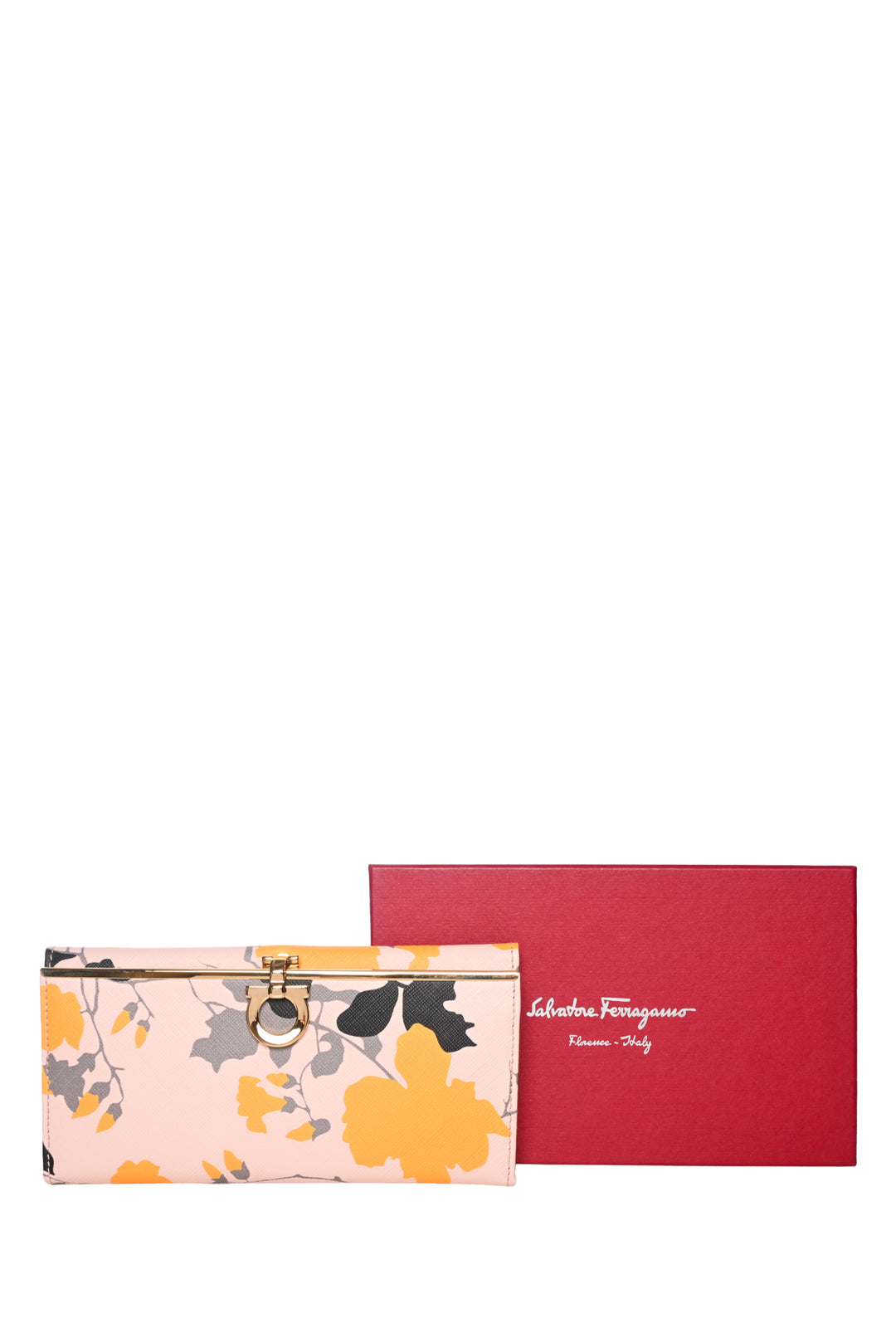 Salvatore Ferragamo Floral Gancini Continental Long Wallet