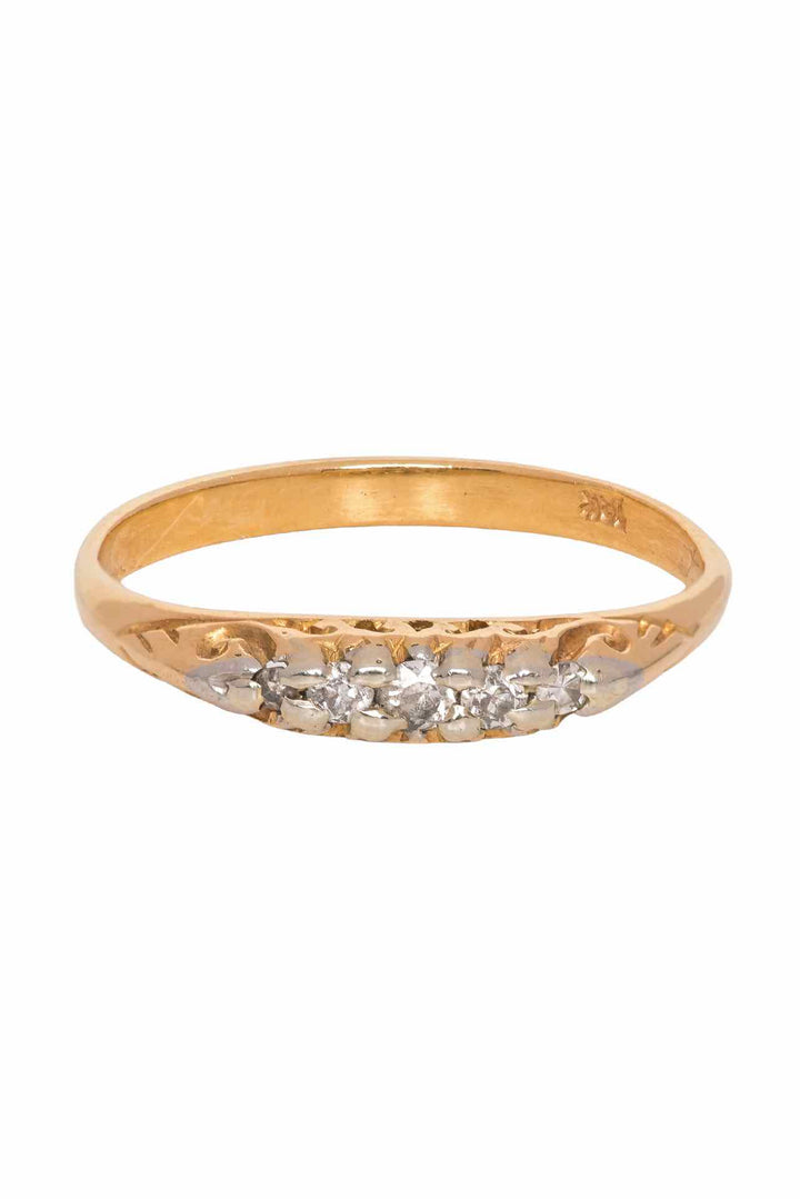 18K Yellow Gold Edwardian Design Diamond Size 7.5 Ring