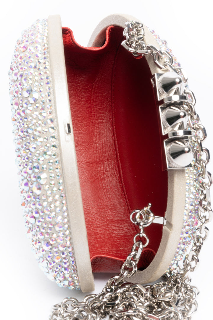 Christian Louboutin Nubuck Crystal Mina Oval Box Clutch