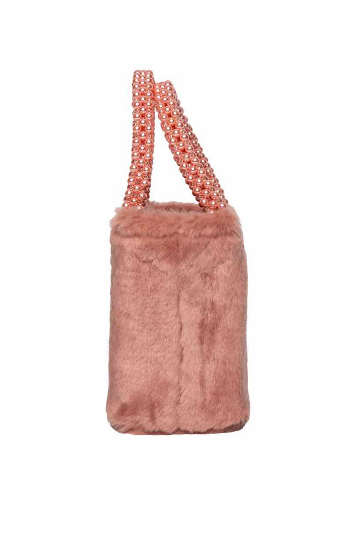 Shrimps Faux Fur Beaded Handle Bag