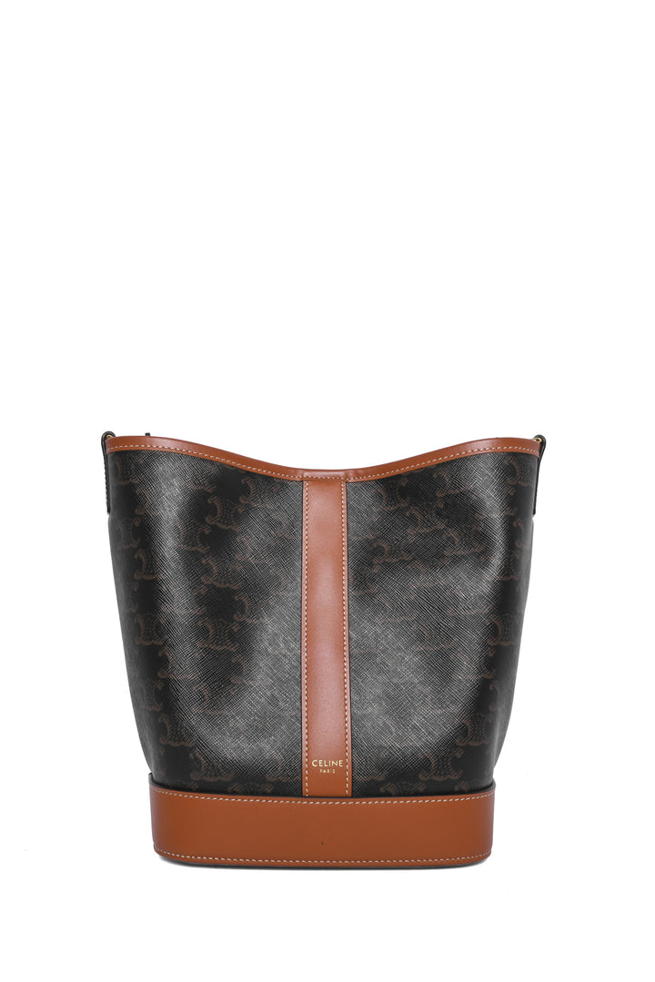 Celine Triomphe Canvas & Calfskin Small Bucket Bag