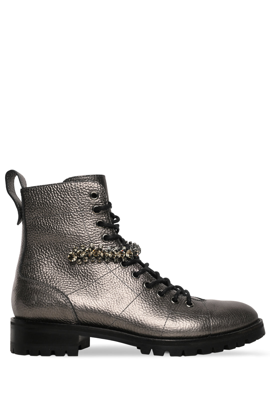 Jimmy Choo Size 39.5 Crystal Embellished Cruz Combat Ankle Boots