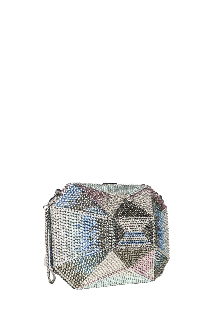 Judith Leiber Emerlad cut Swarovski Crystal Minaudiere Clutch