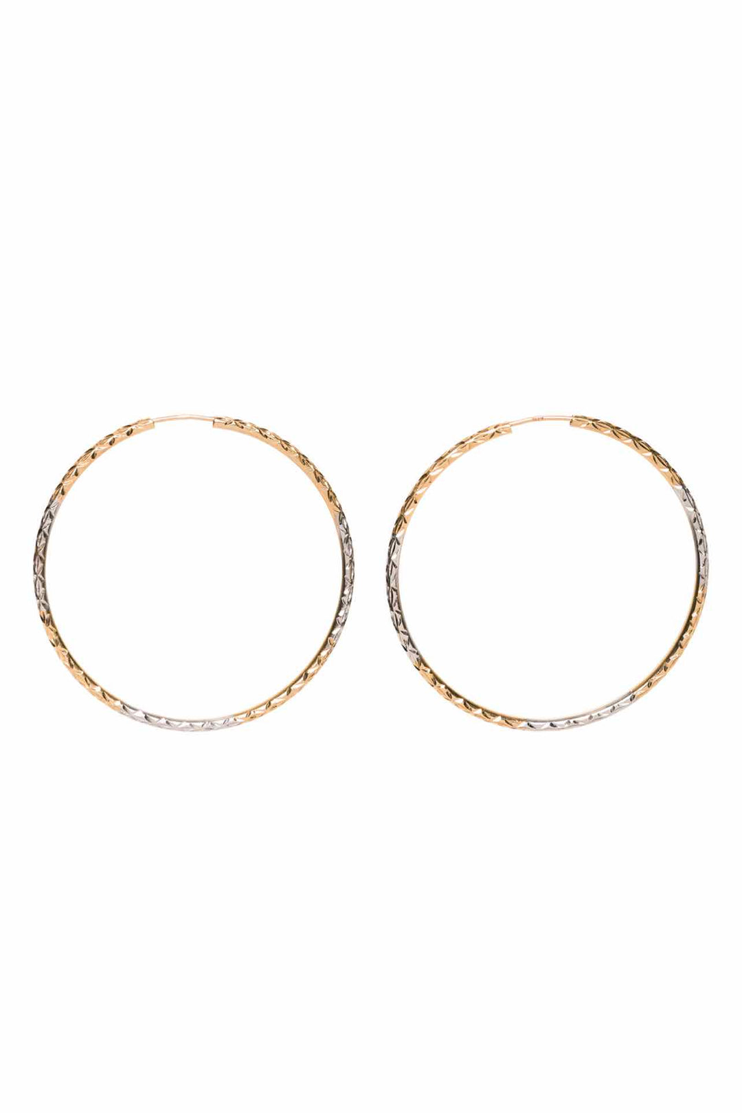 Anne Louise 10K White & Yellow Gold Diamond Cut Hoop Earrings