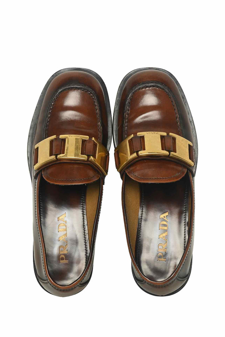 Prada Size 35.5 Buckle Loafers