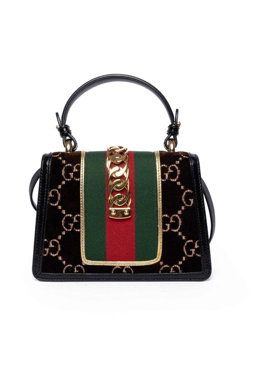 Gucci Brown GG Velvet Mini Sylvie Shoulder Bag