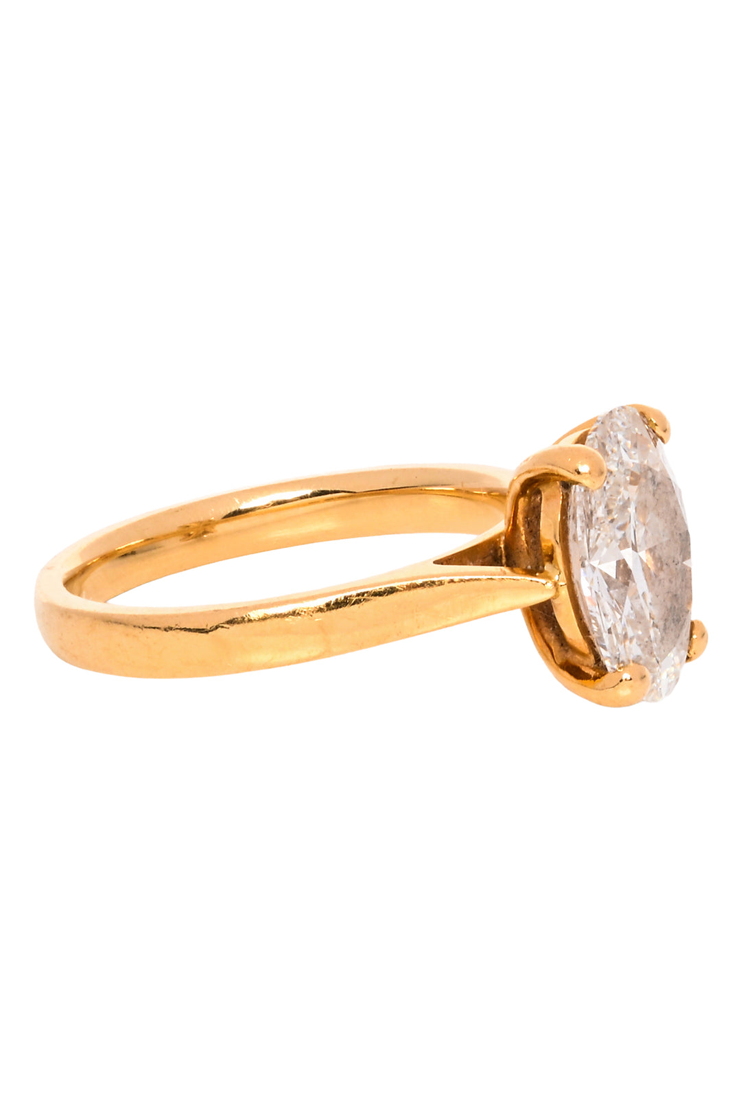 77 Diamonds London Size 5 18K Yellow Gold Oval Solitaire Diamond Ring