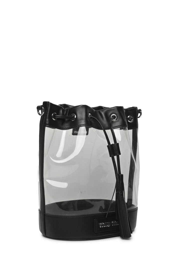 Miu Miu Leather & PVC Drawstring Bucket Bag