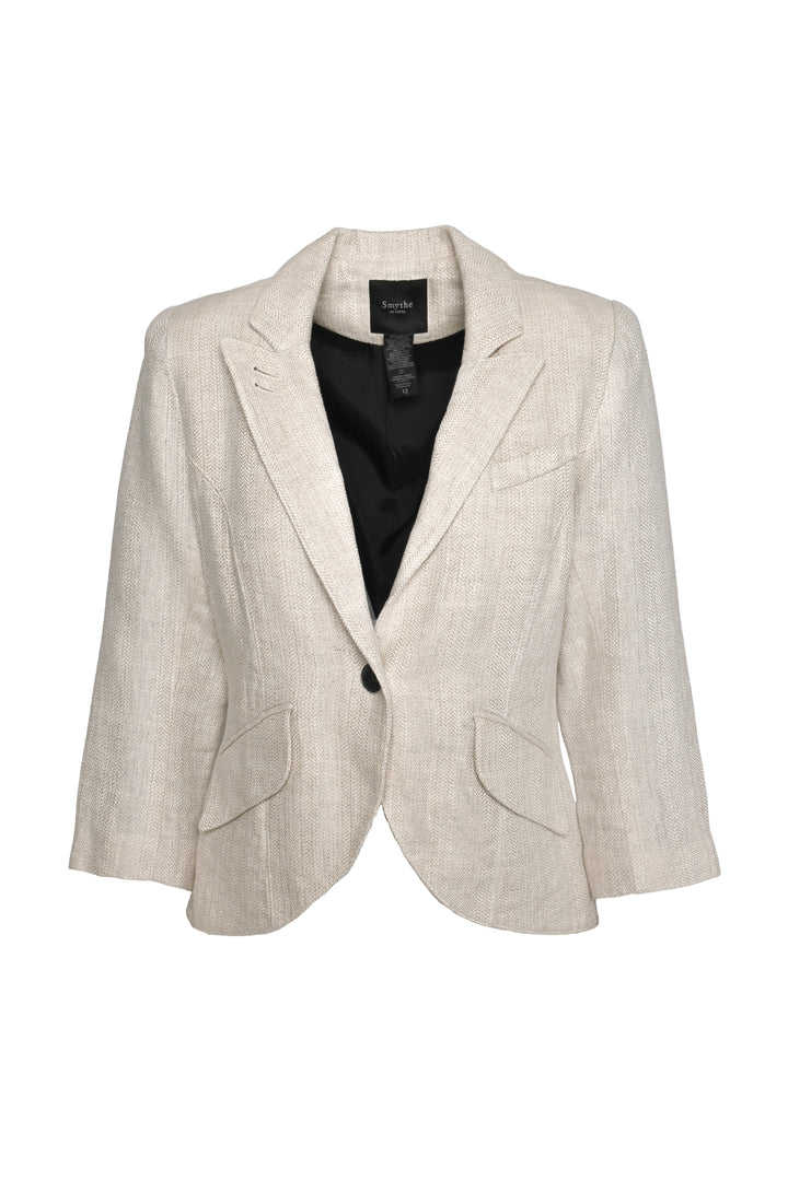Smythe Size 12 Elbow Patch One Button Tux Blazer