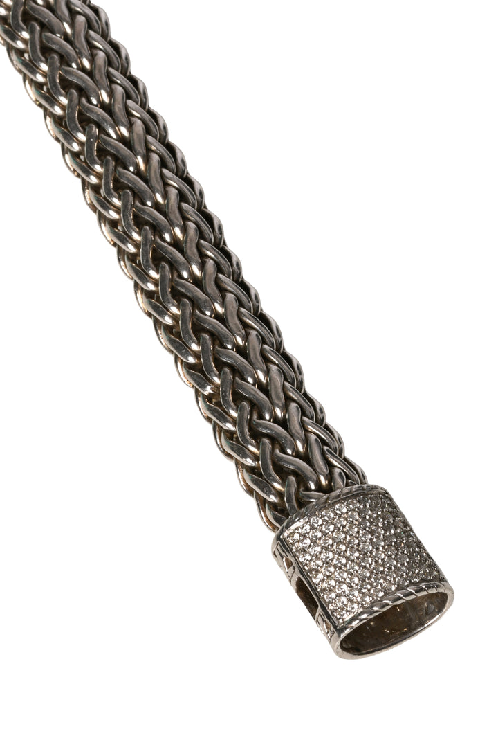 John Hardy 18K White Gold & Silver Diamond Classic Icon Bracelet