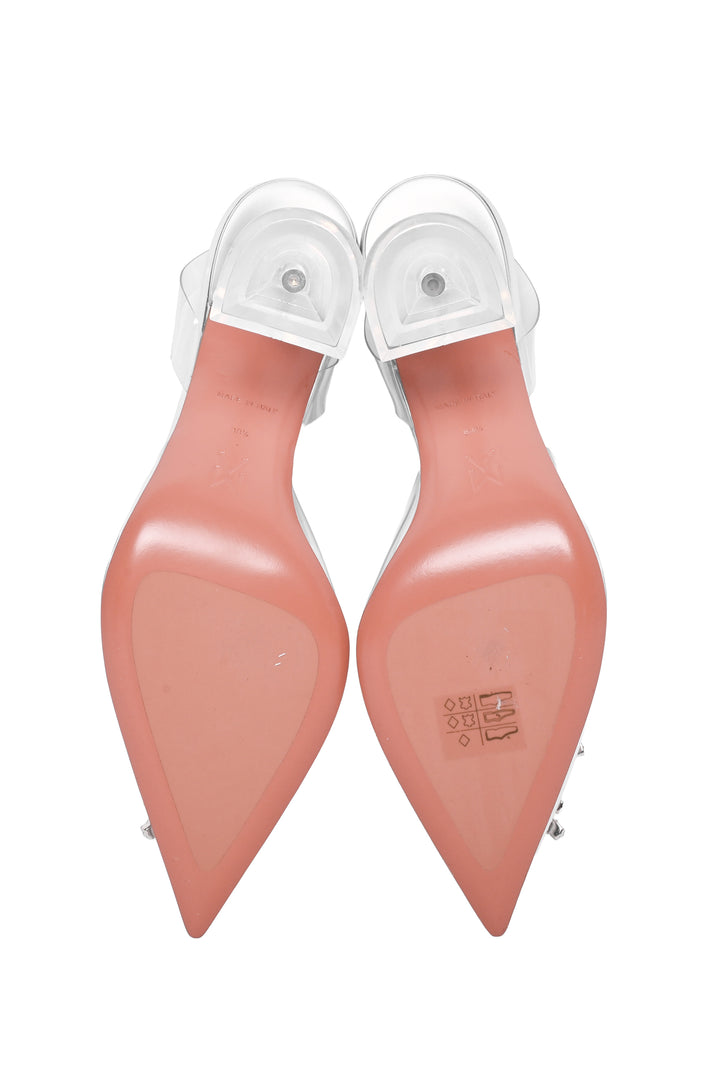 Amina Muaddi Size 38.5 Begum Glass Slingback Pumps