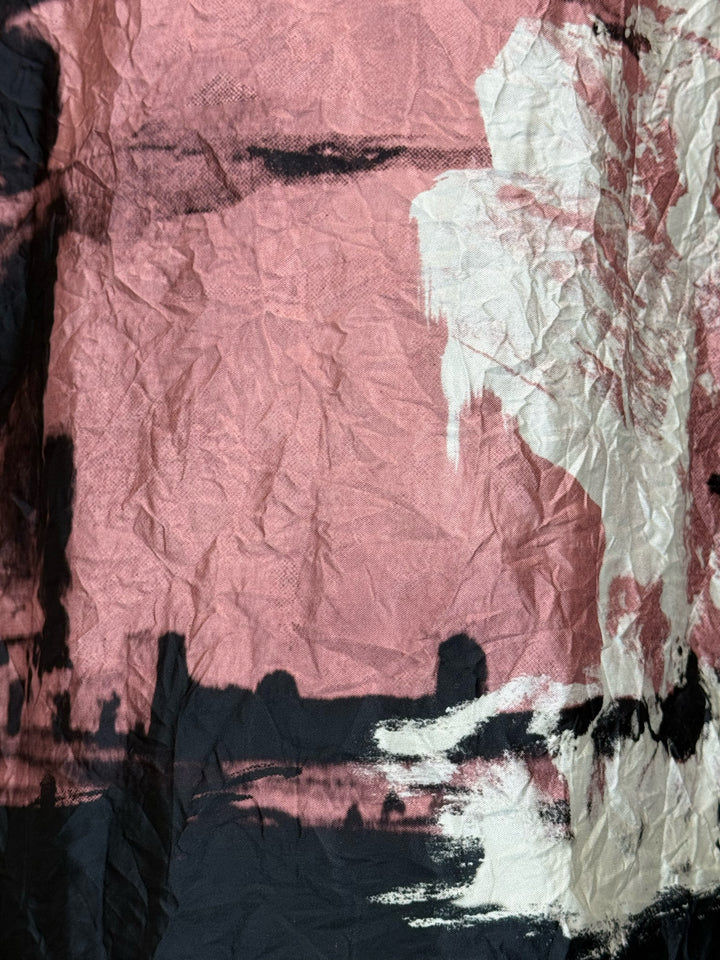 Erdem Size 6 Printed Crushed Satin Pencil Skirt