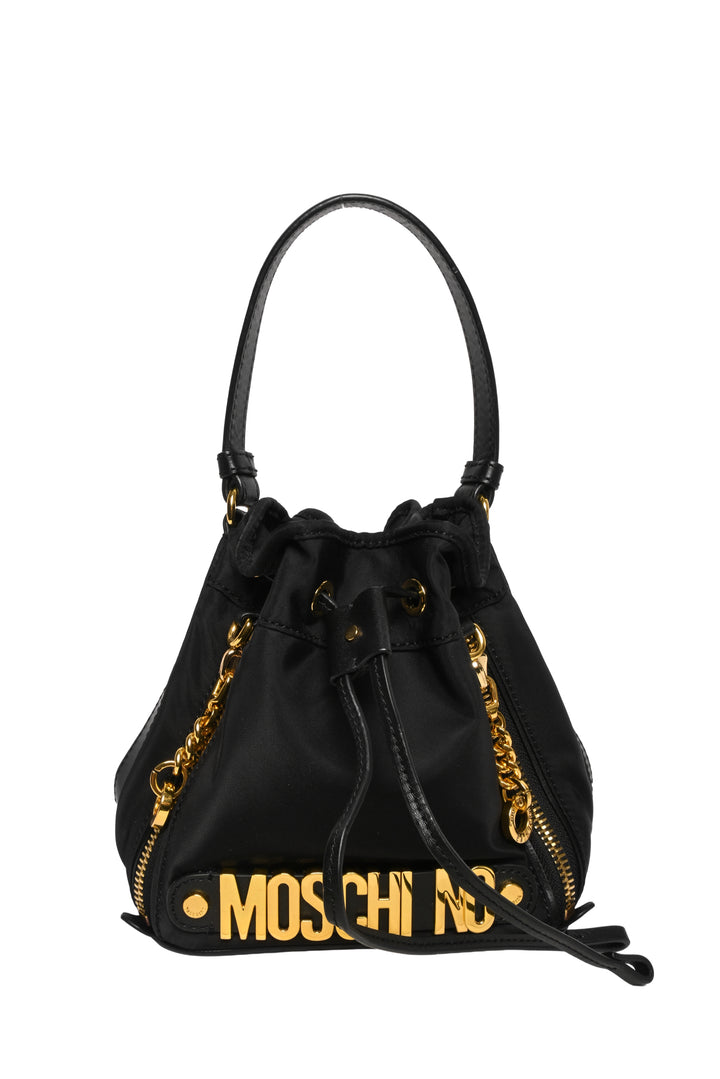 Moschino Nylon & Leather Bucket Bag
