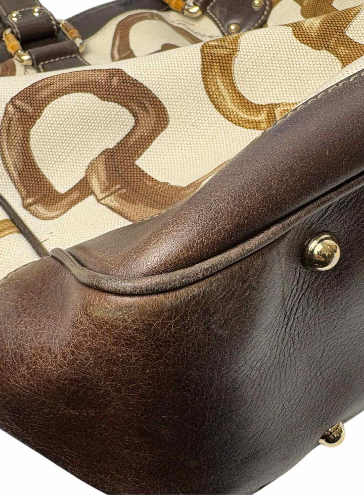 Gucci Horsebit Printed Canvas Tote Purse