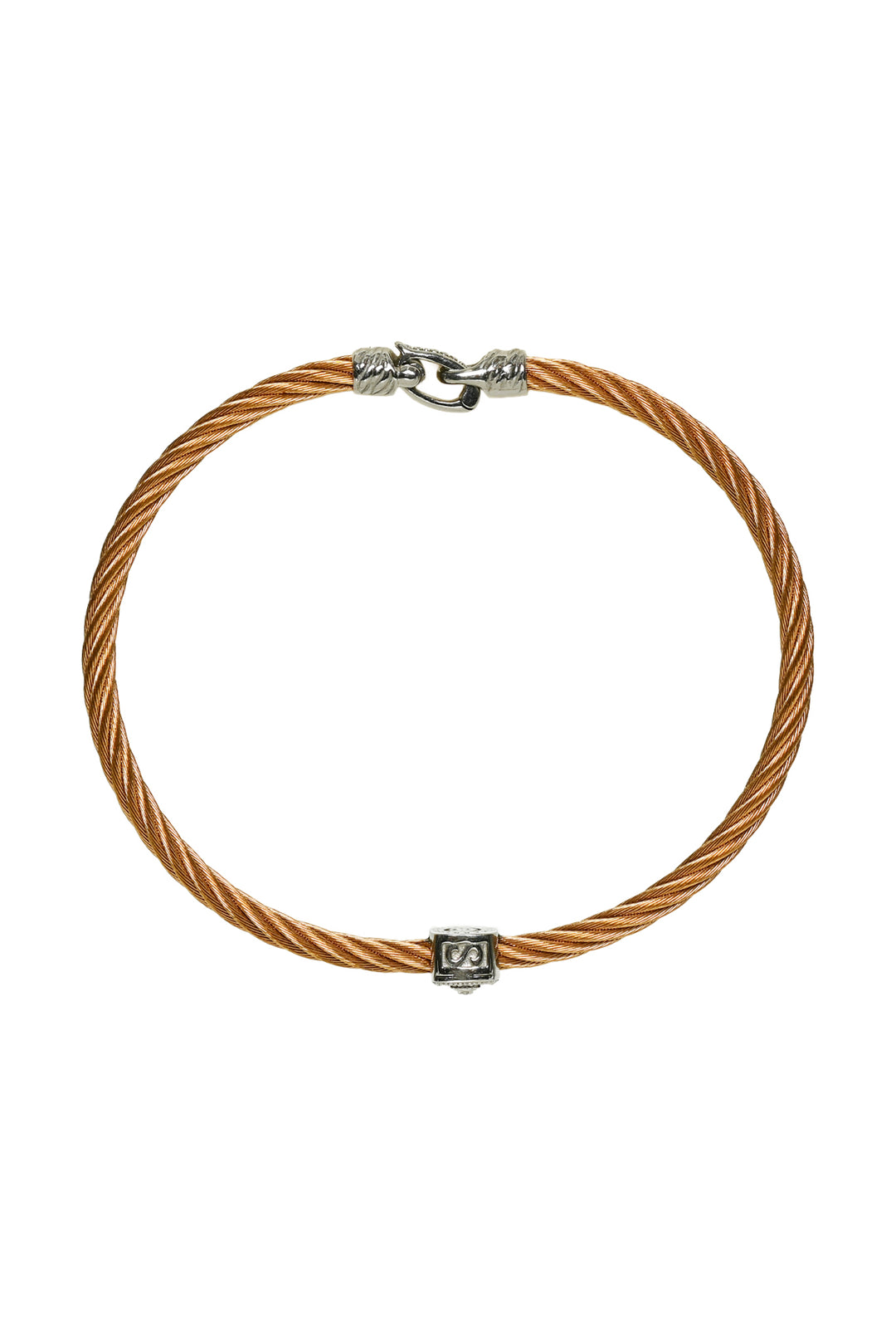 Charriol 18K White Gold and Steel Diamond Bangle Bracelet