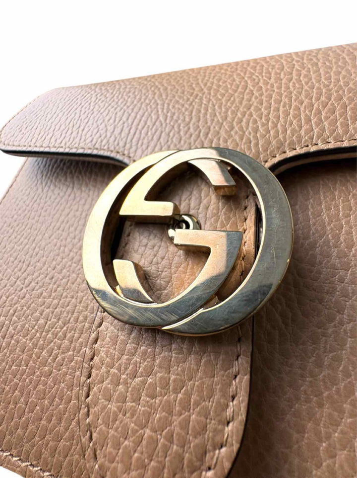 Gucci Dollar Calfskin Small Interlocking G Shoulder Bag Camelia Purse