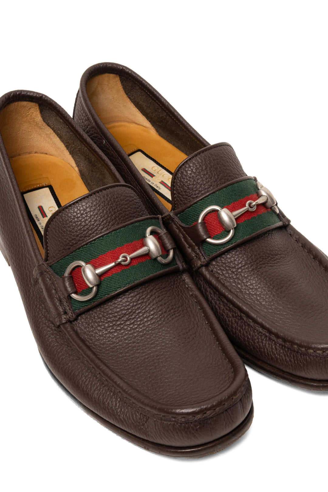 Mens Shoe Size 7.5 Gucci Men's Web Stripe Horsebit Leather Loafers