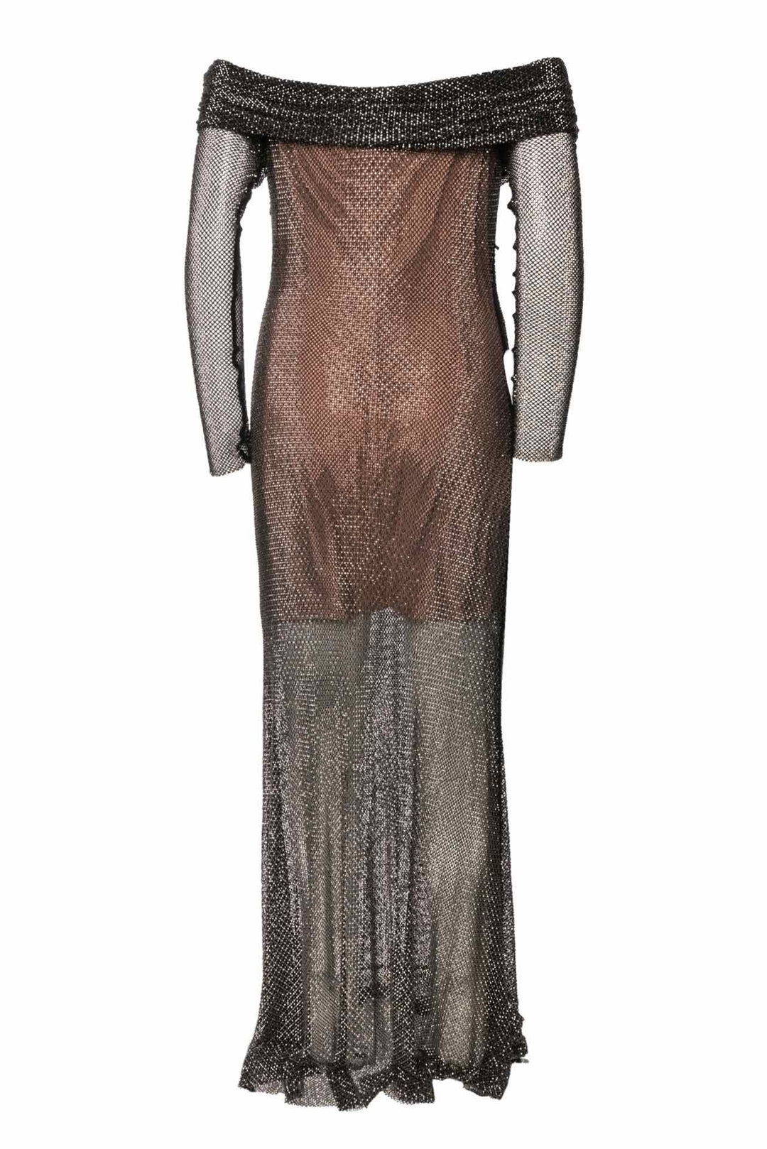 Self Portrait Size 8 Rhinestone Fishnet Maxi Dress