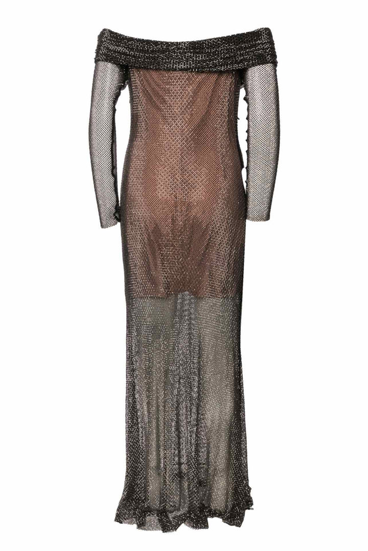 Self Portrait Size 8 Rhinestone Fishnet Maxi Dress