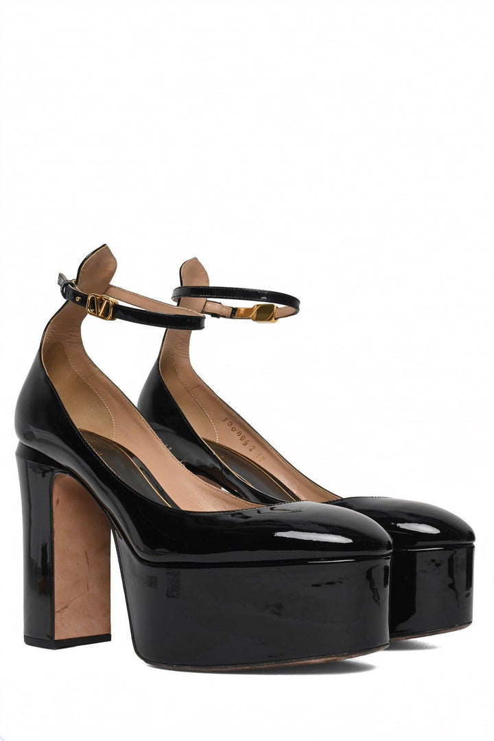 Valentino Size 39 Tan-Go Patent Leather Platform Pumps