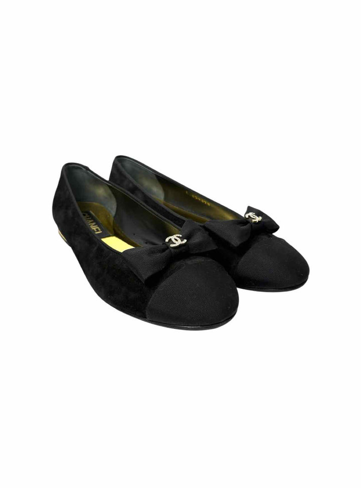 Chanel Size 38.5 Suede/Grosgain Ballet Flats