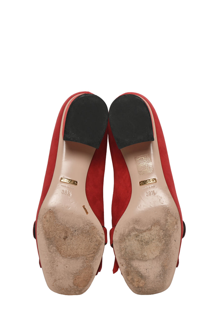Gucci Size 38.5 Suede Marmont Loafer Mid-Heel Pumps