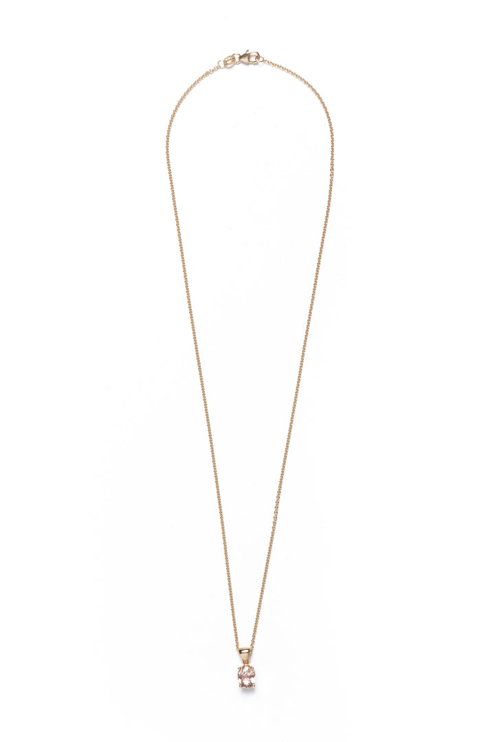 18K Yellow Gold Malaya Peach Garnet Pendant Necklace