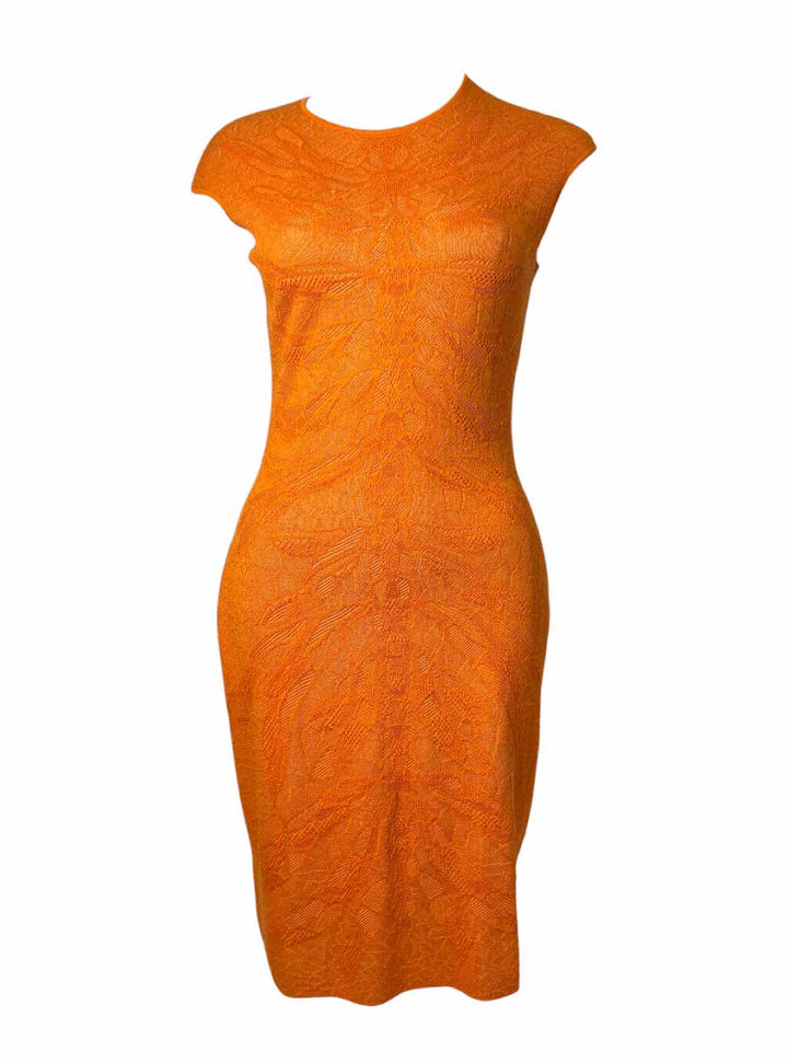 Alexander Mcqueen Size L Silk Blend Knit Pattern Dress