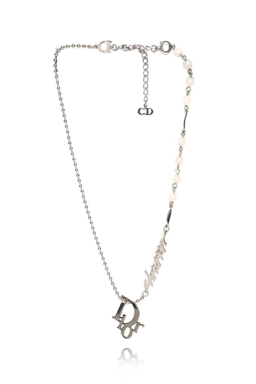 Christian Dior Logo Beaded Chain Necklace