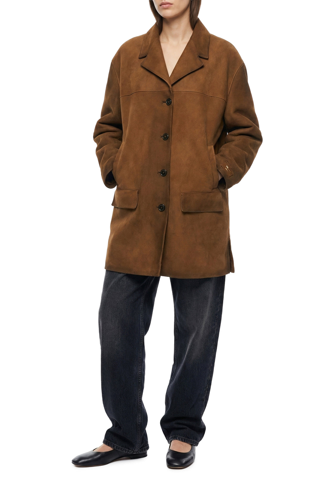 Prada Size 38 2023 Single Breasted Distressed Suede Coat