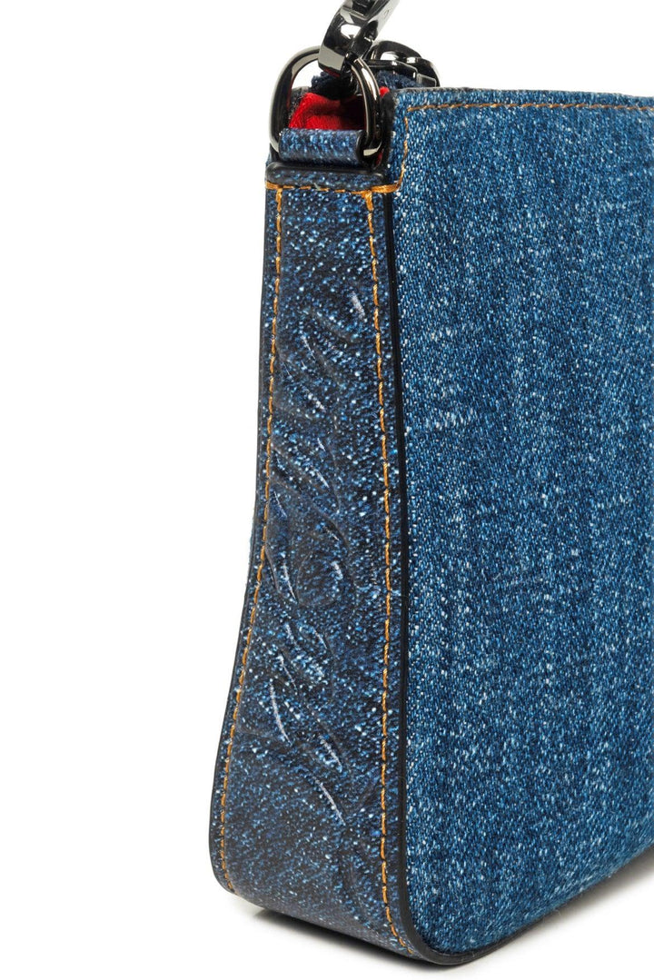 Christian Louboutin Loubila Denim Leather Trim Shoulder Bag